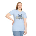 Mama bow graphic T-Shirt | floral letters, blue gingham bow