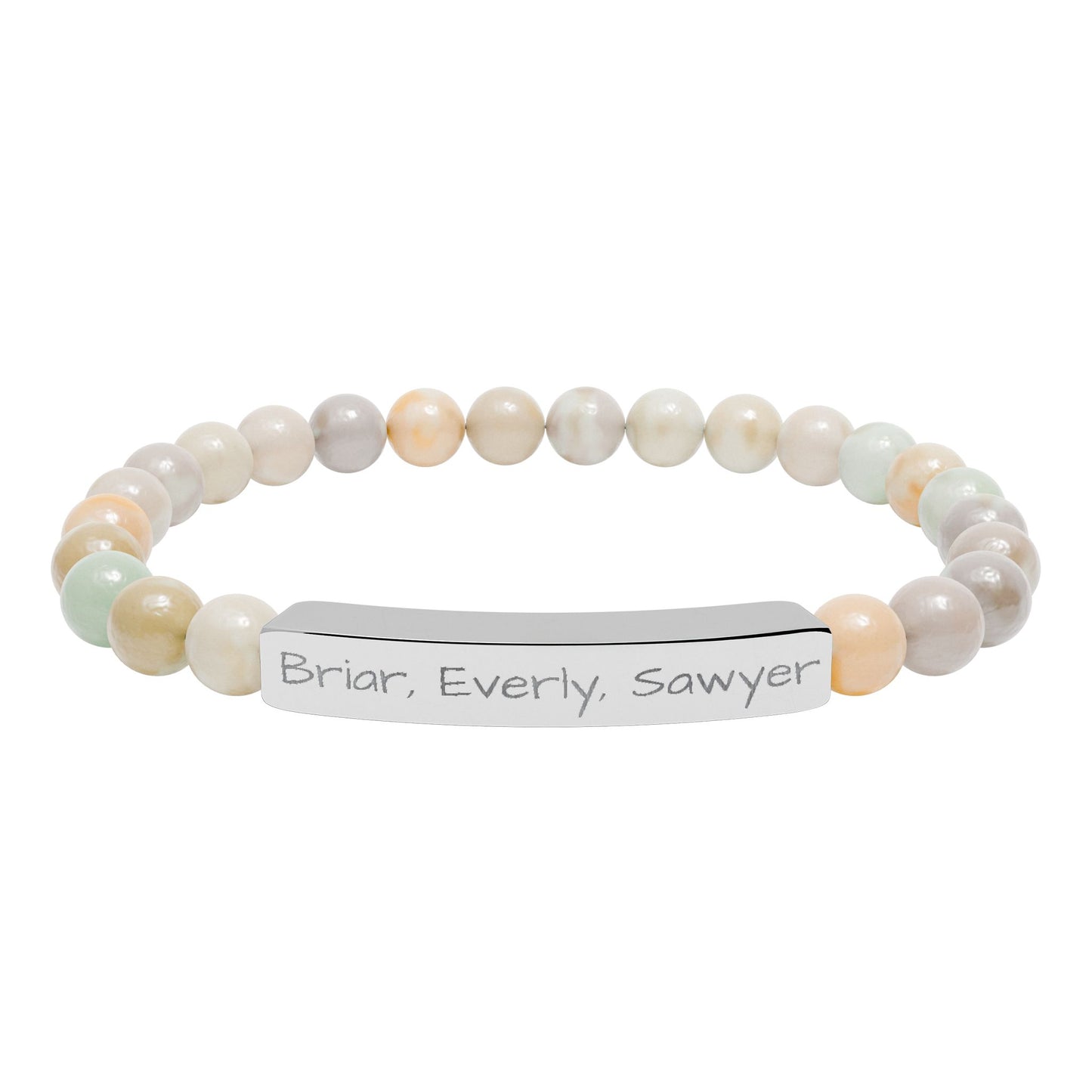 Personalized Kids Name Bracelet for Mom | Custom Beaded Bracelet | Engraved Name Bar | Mothers Day Gift