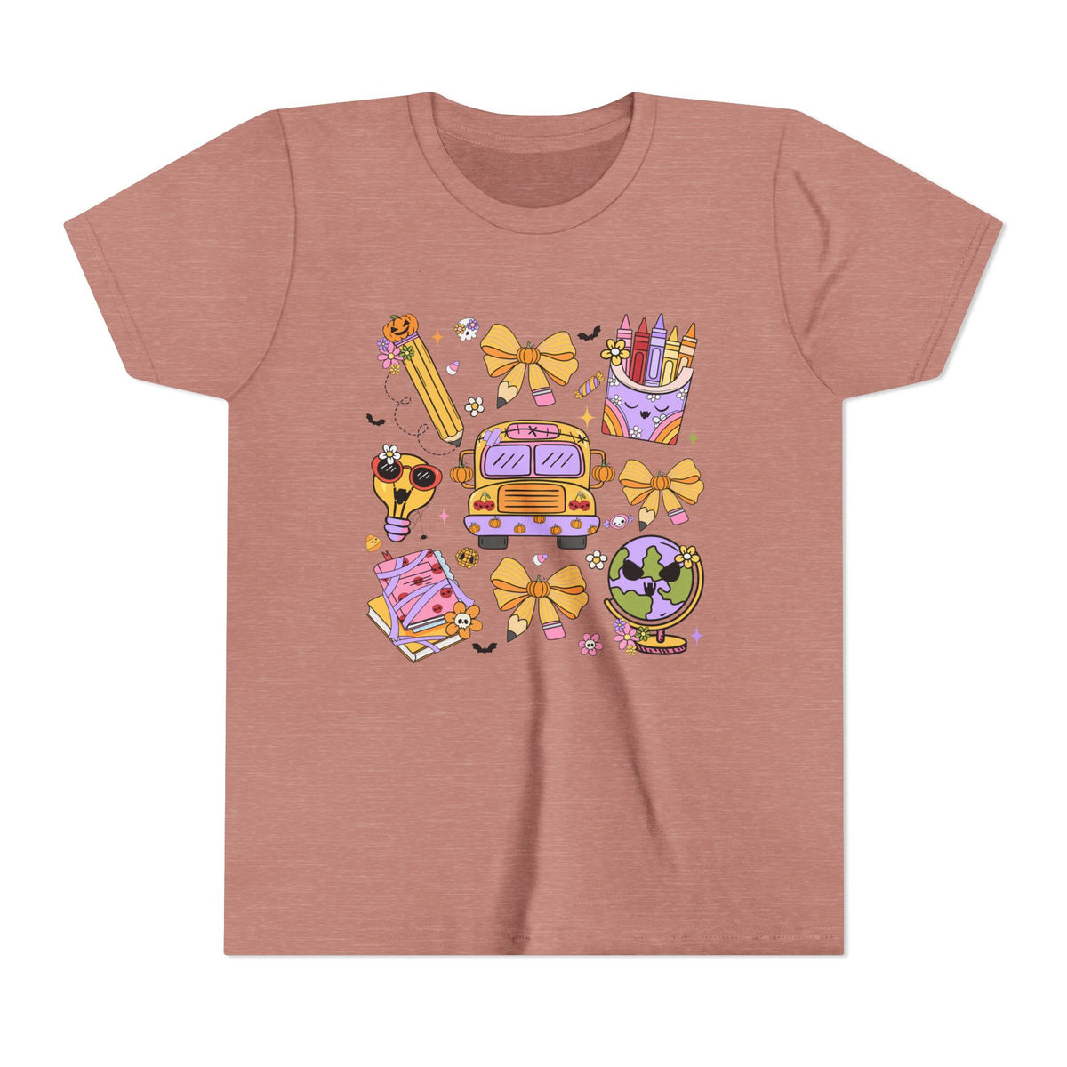 Cute Bus, Globe & Crayon Halloween Tee