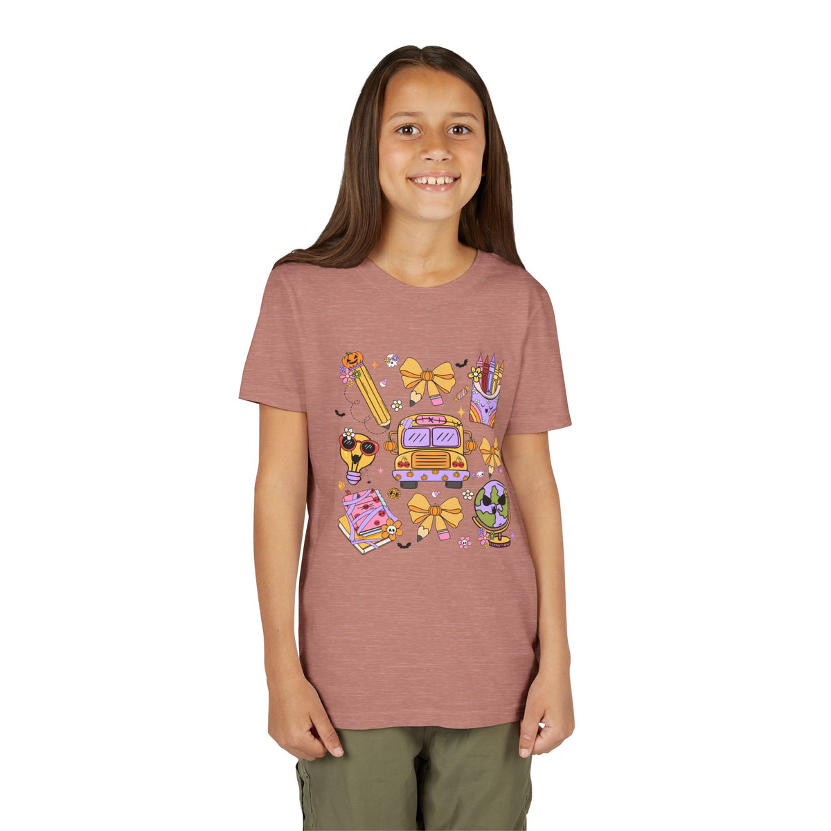 Cute Bus, Globe & Crayon Halloween Tee