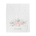 Personalized Velveteen Blanket - Pink Floral Name Blanket