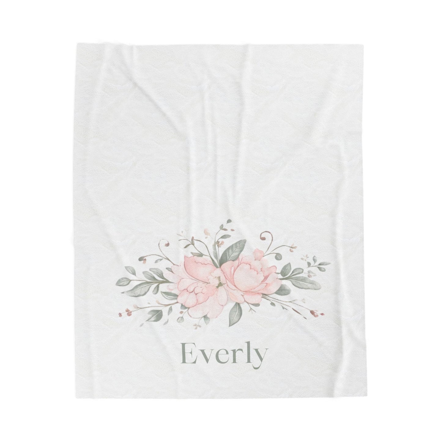 Personalized Velveteen Blanket - Pink Floral Name Blanket