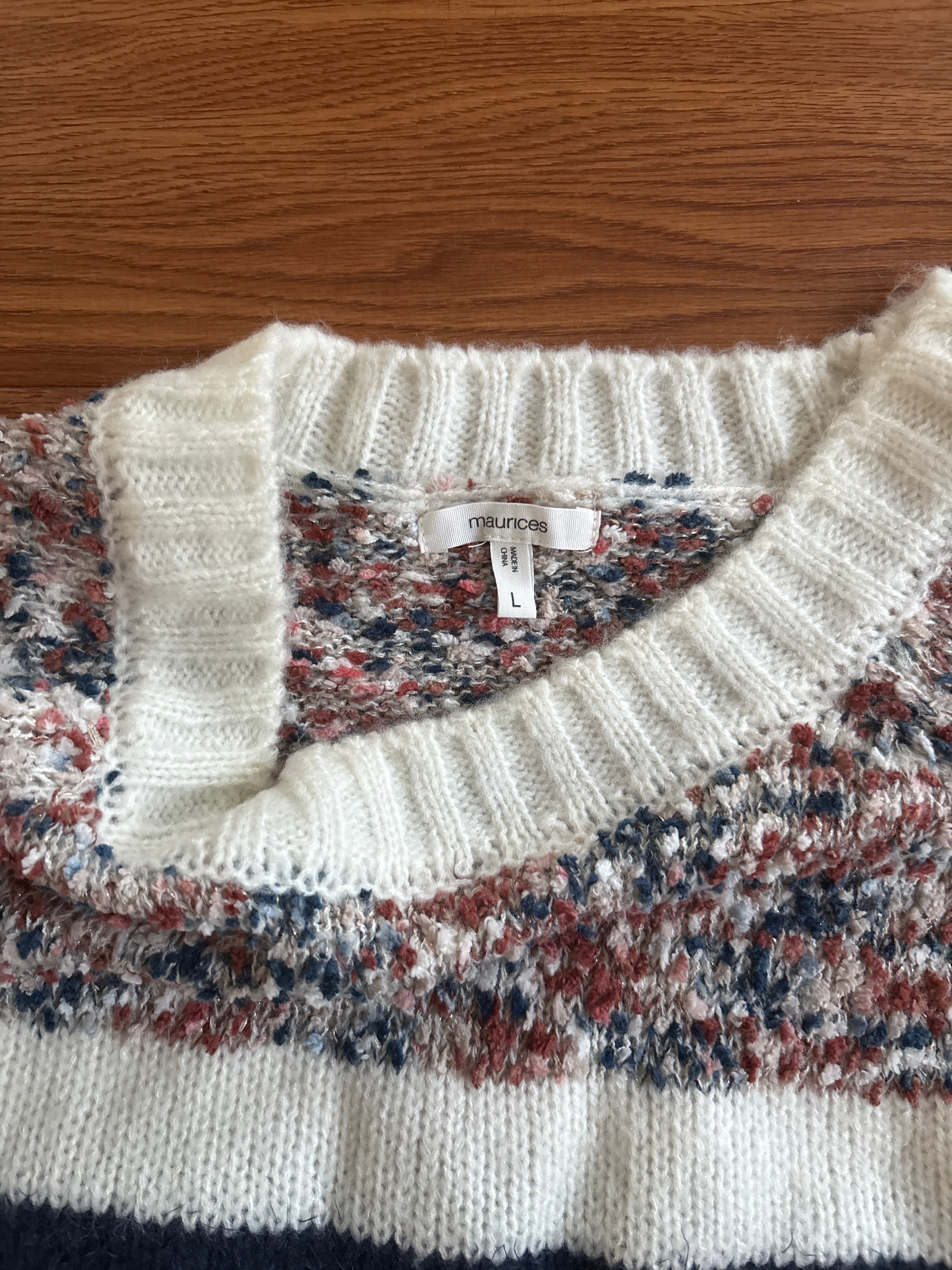 Maurices Cozy Striped Marled Knit Sweater | L