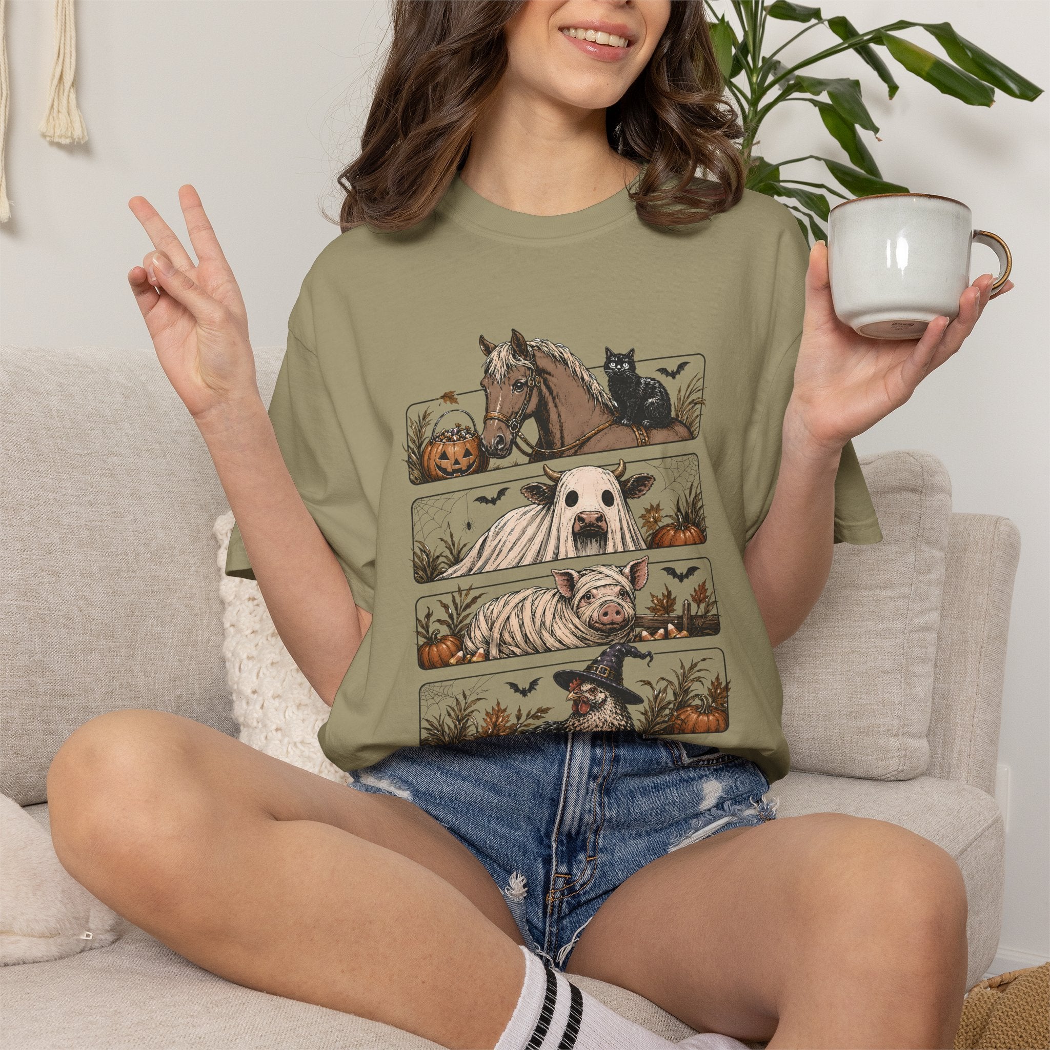 Halloween Farm Animals Adult Tee