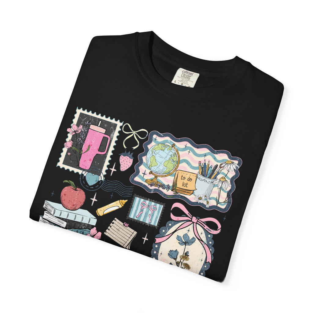 Teacher Graphic T-Shirt — Cute Classroom Icons: Teach, ABC, Apple, Books