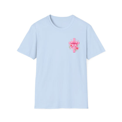 God Is In The Details Tee | Coquette Christian Shirt | Girly Faith Graphic Tee | Pink Bow Cross Shirt | Trendy Boutique Top
