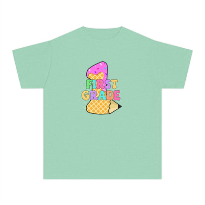 First Grade Ice Cream Pencil Youth Tee