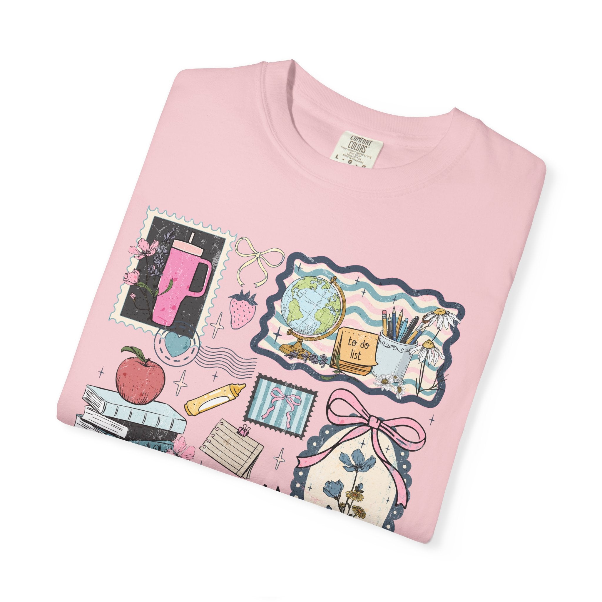Teacher Graphic T-Shirt — Cute Classroom Icons: Teach, ABC, Apple, Books