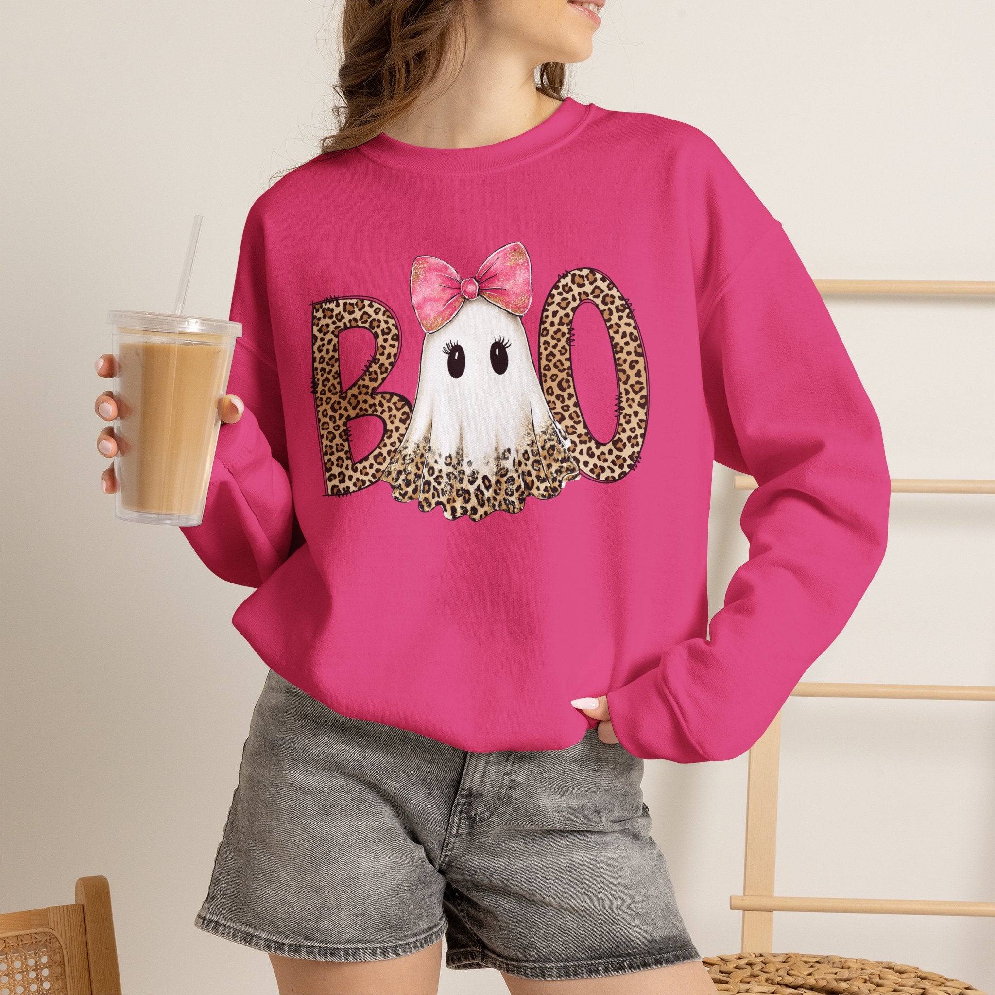 Leopard "Boo" Ghost Crewneck