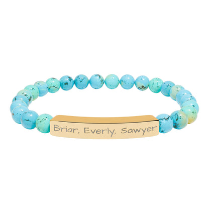 Personalized Kids Name Bracelet for Mom | Custom Beaded Bracelet | Engraved Name Bar | Mothers Day Gift