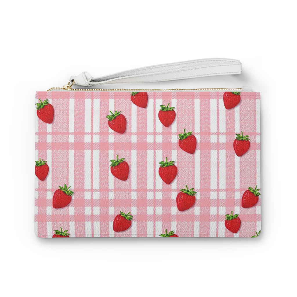 Strawberry Plaid Clutch Bag