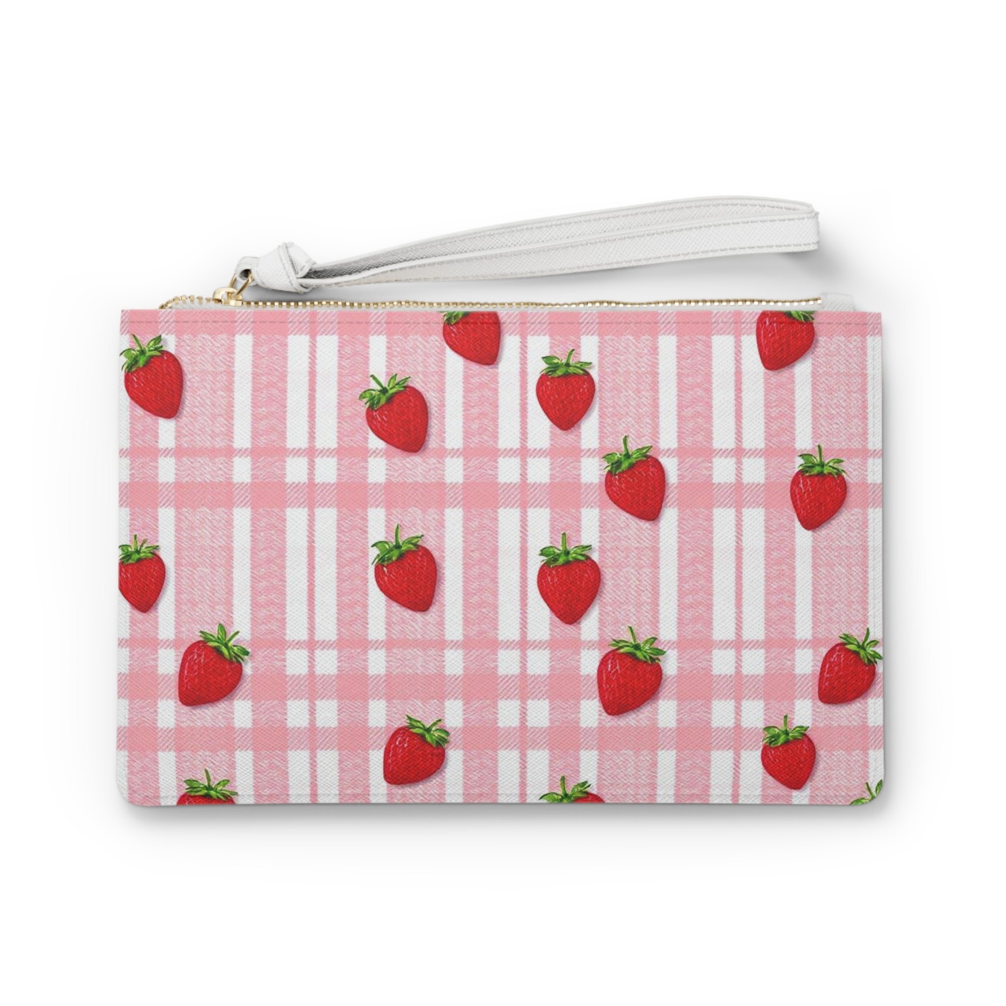 Strawberry Plaid Clutch Bag
