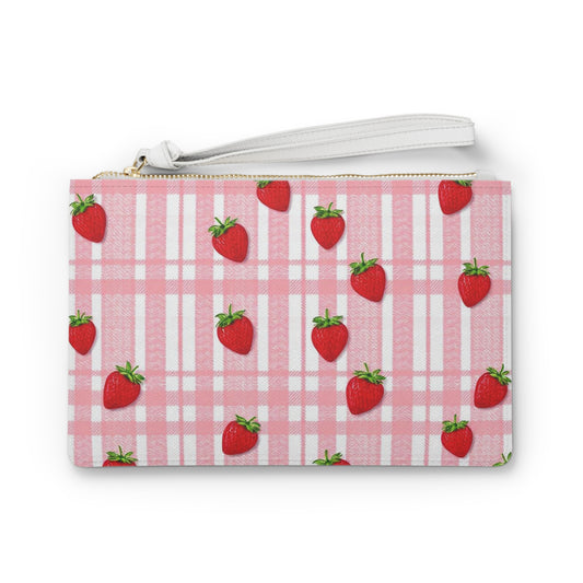 Strawberry Plaid Clutch Bag