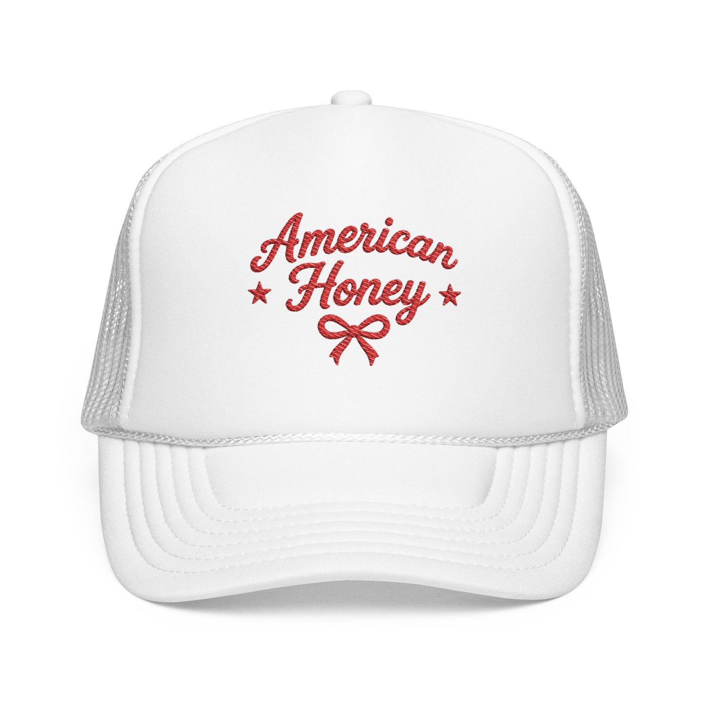 American Honey Embroidered Trucker Hat | Cute Patriotic Boutique Hat