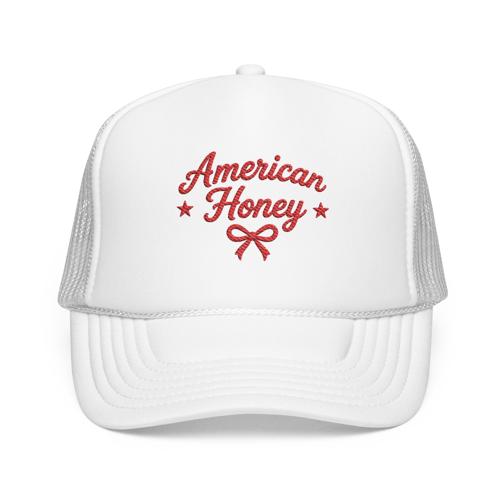 American Honey Embroidered Trucker Hat | Cute Patriotic Boutique Hat