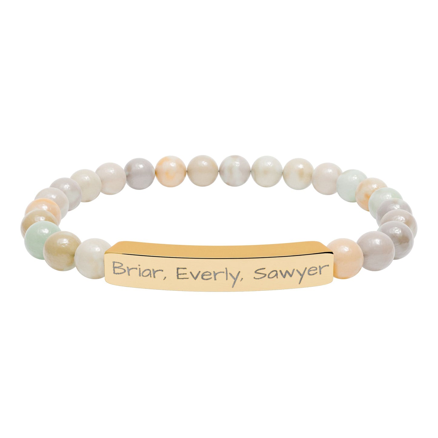 Personalized Kids Name Bracelet for Mom | Custom Beaded Bracelet | Engraved Name Bar | Mothers Day Gift