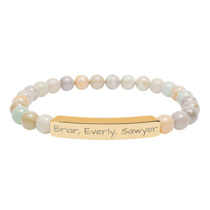 Personalized Kids Name Bracelet for Mom | Custom Beaded Bracelet | Engraved Name Bar | Mothers Day Gift