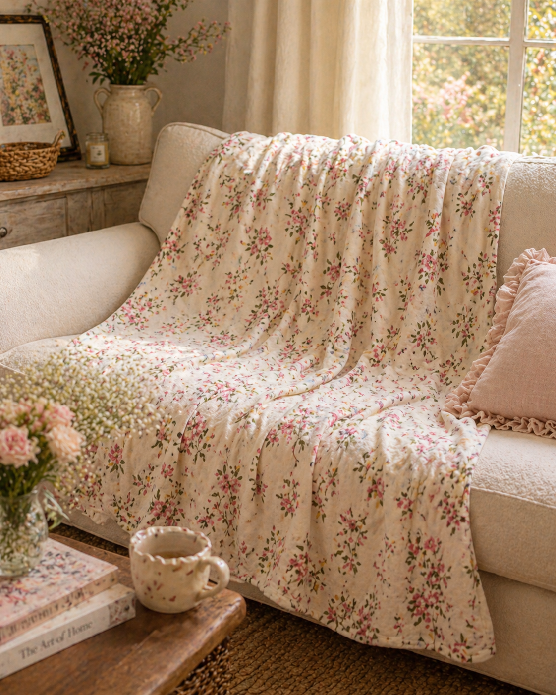 Blush Bloom Cottage Blanket- Your New Favorite Cozy Throw