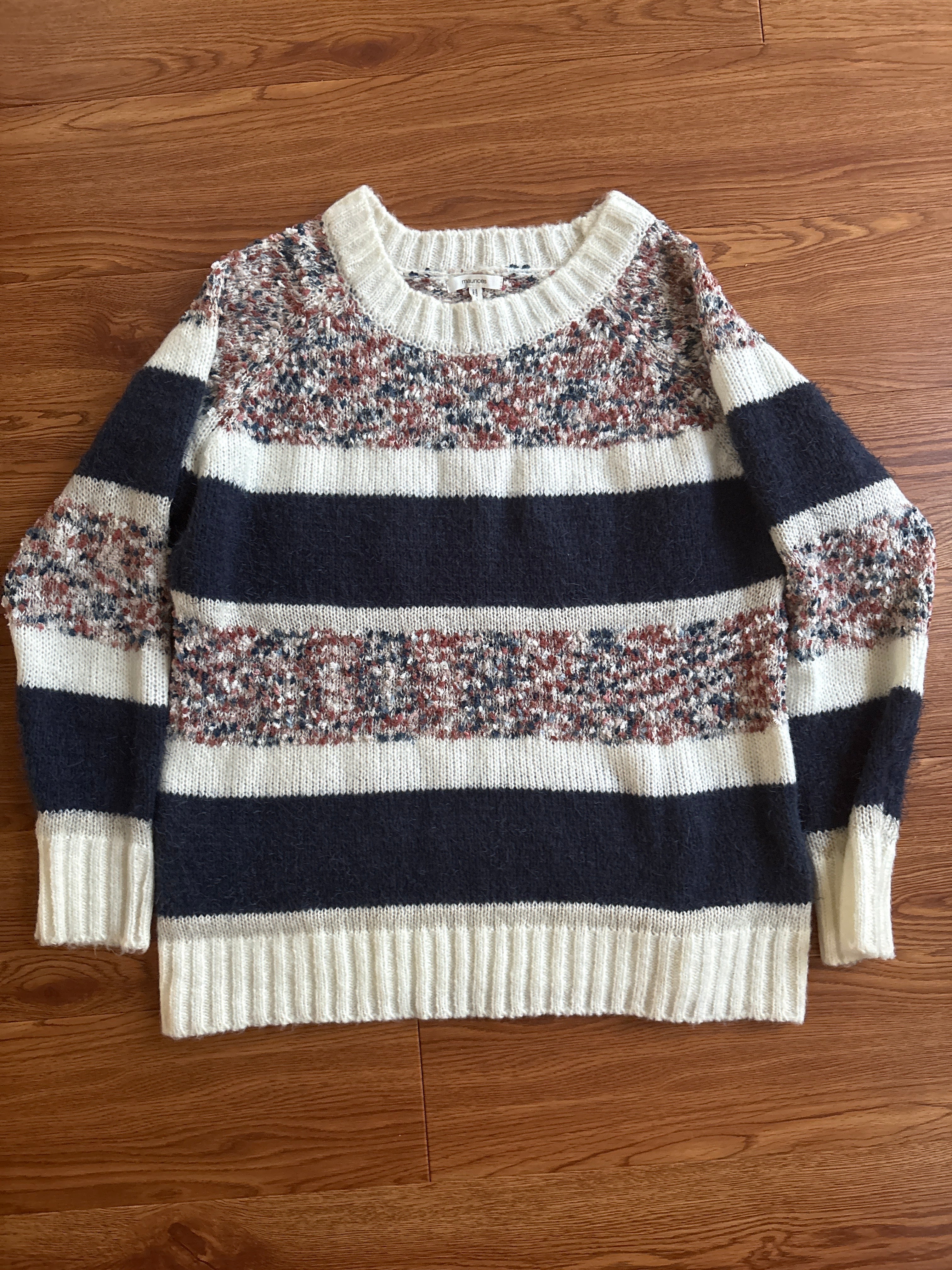 Maurices Cozy Striped Marled Knit Sweater | L