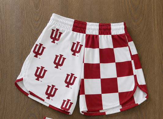 Custom School Spirit Checkered Athletic Shorts- Pre Order