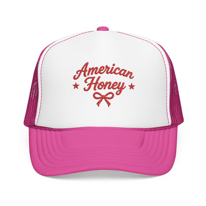American Honey Embroidered Trucker Hat | Cute Patriotic Boutique Hat