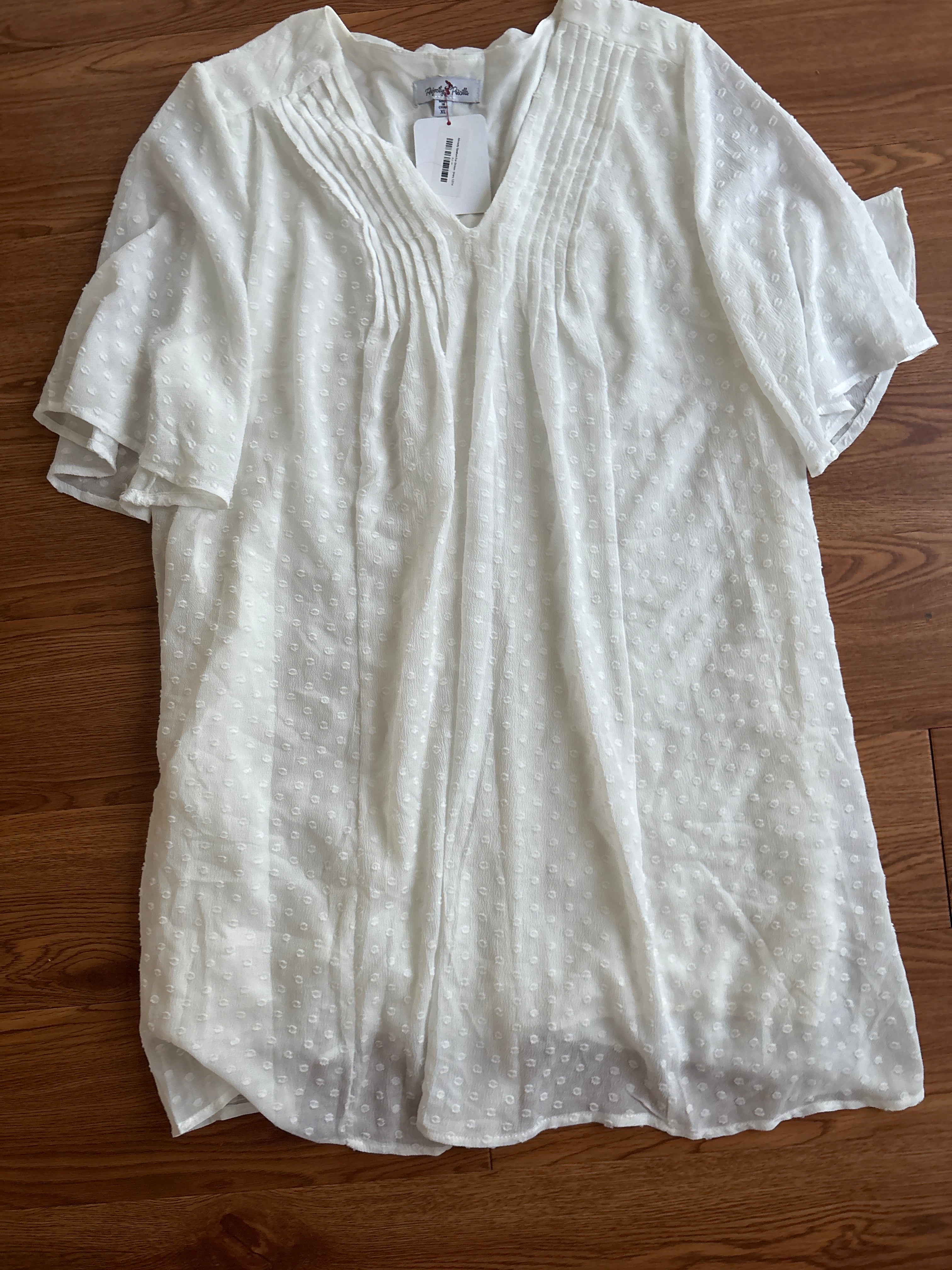 NWT Perfectly Priscilla White Swiss Dot Shift Dress | XL