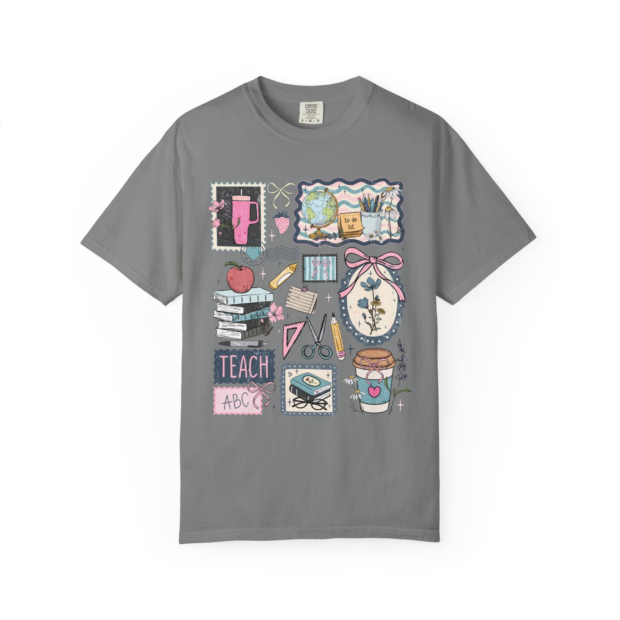 Teacher Graphic T-Shirt — Cute Classroom Icons: Teach, ABC, Apple, Books