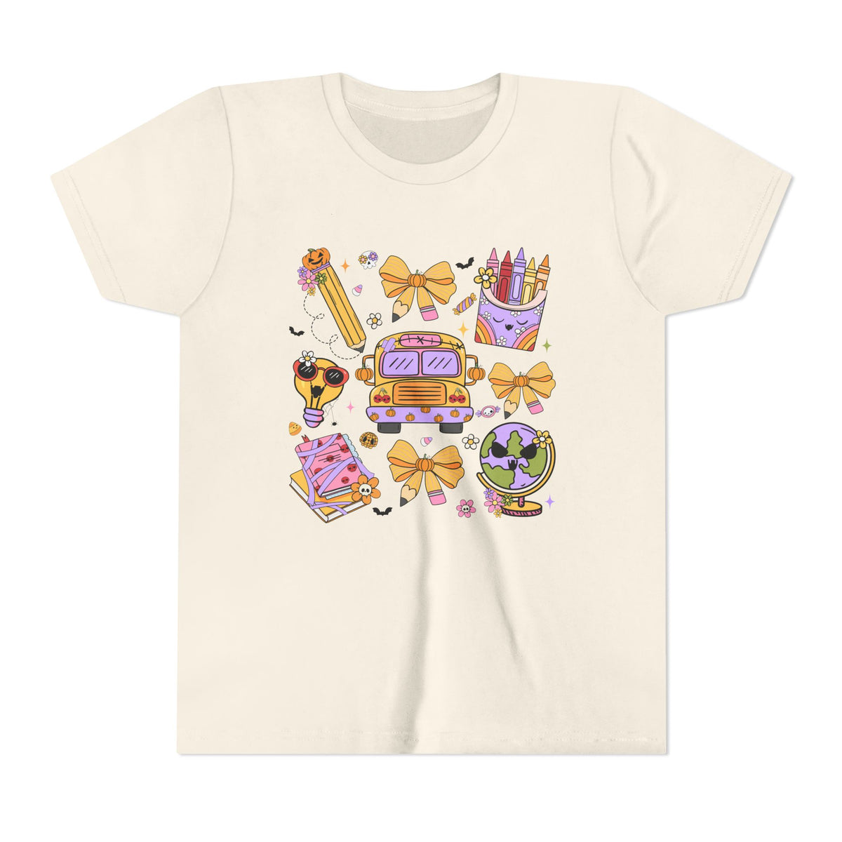 Cute Bus, Globe & Crayon Halloween Tee