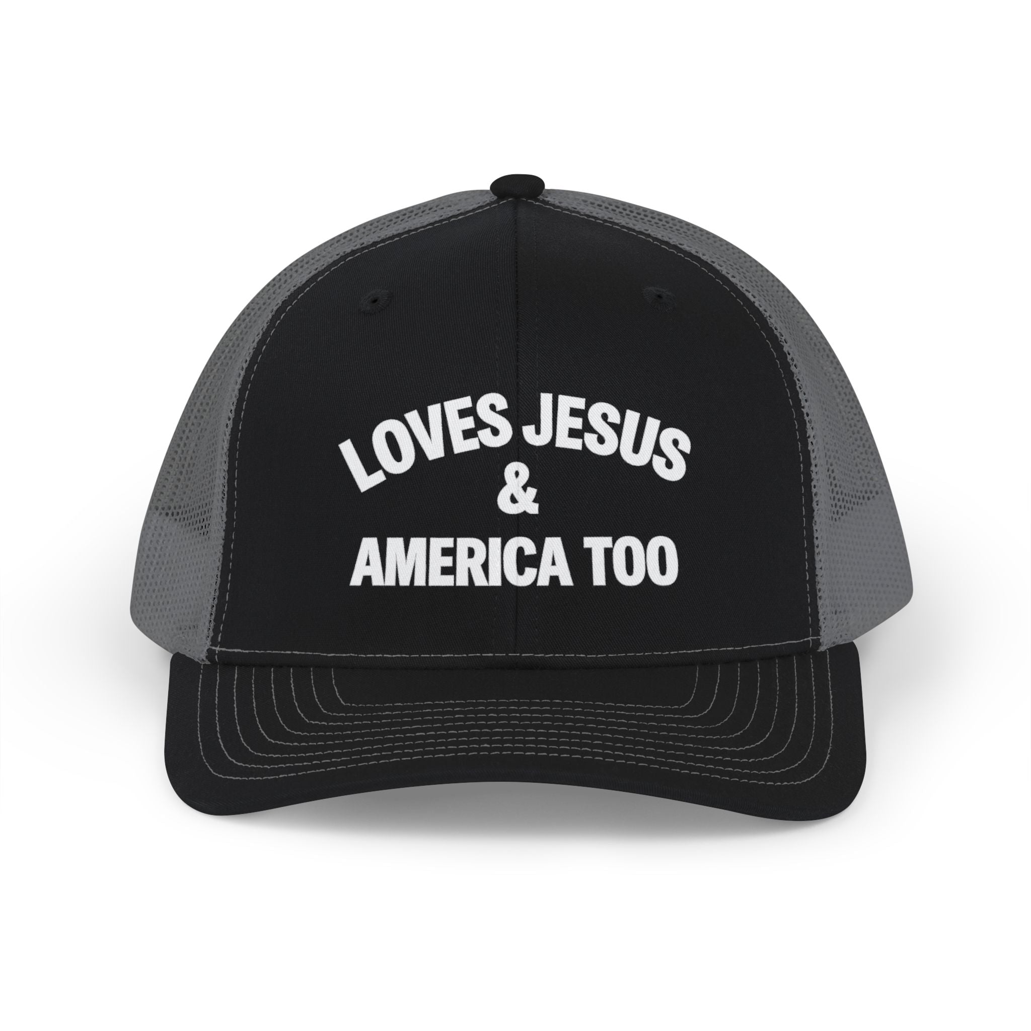 Loves Jesus & America Too Men Trucker Cap
