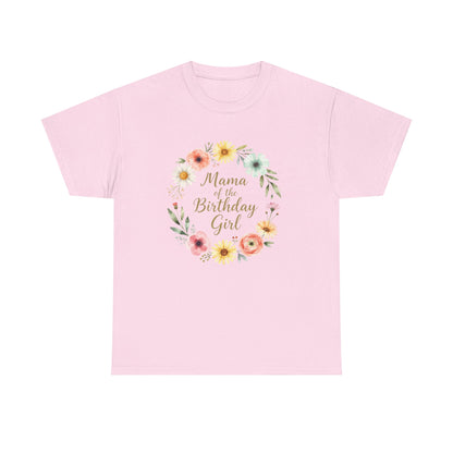 Mama of the Birthday Girl Tee | Floral Wreath, Mom Shirt, Birthday Party Shirt