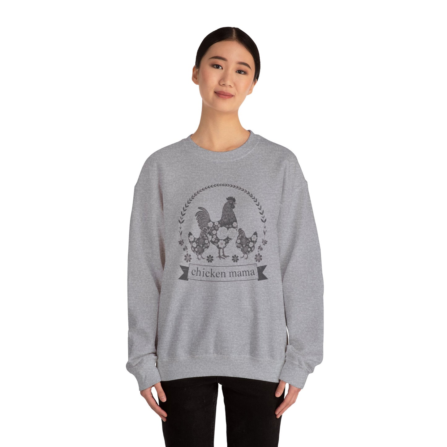 Chicken Mama illustration sweatshirt | hen flock floral design