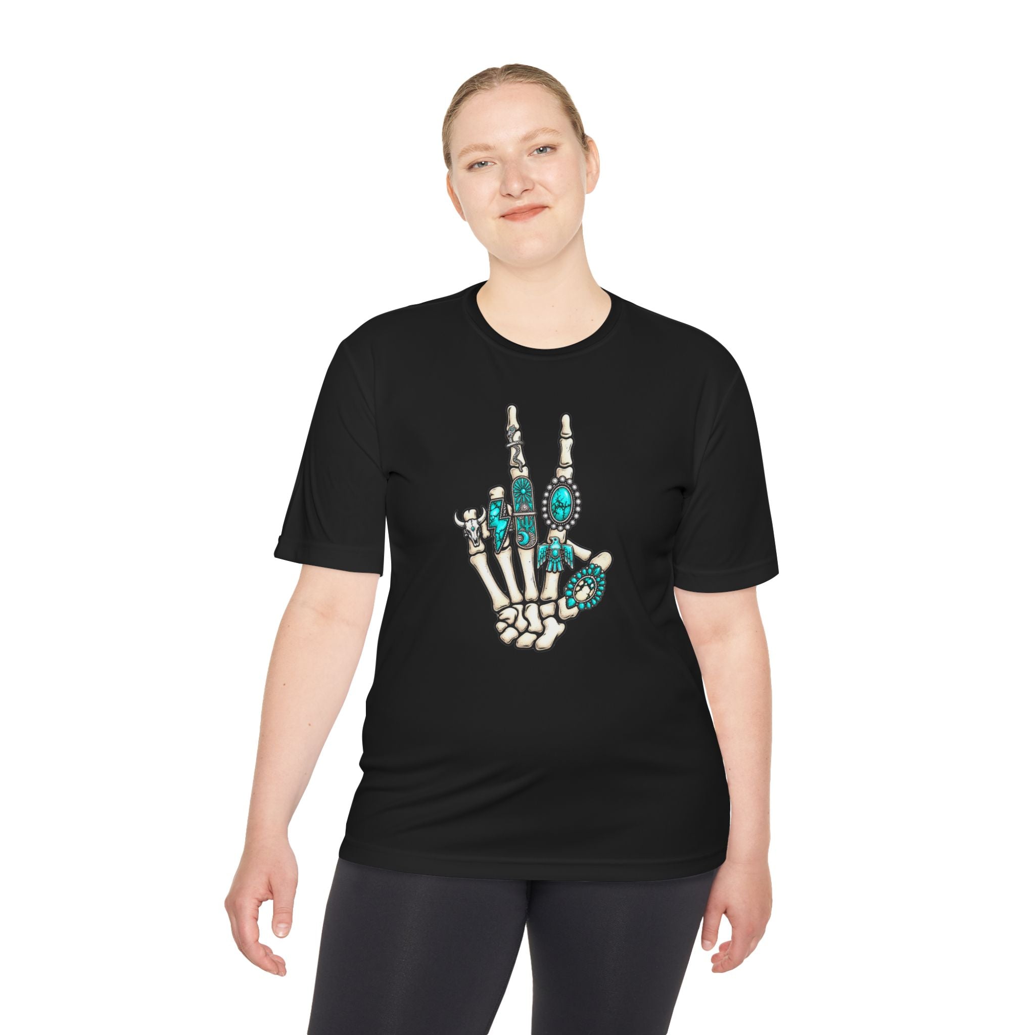 Turquoise Western Skeleton Hand Tee