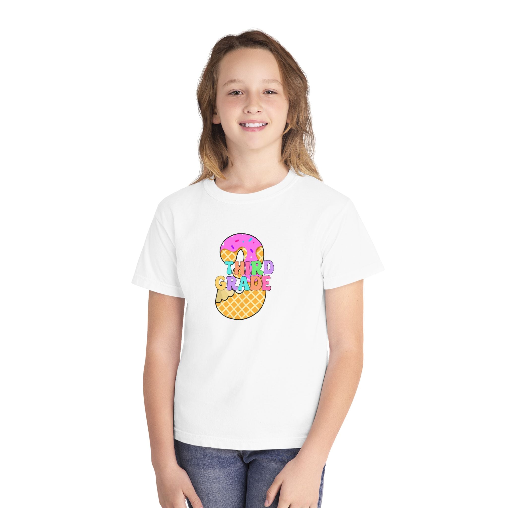 Third Grade Ice Cream Pencil Youth Tee