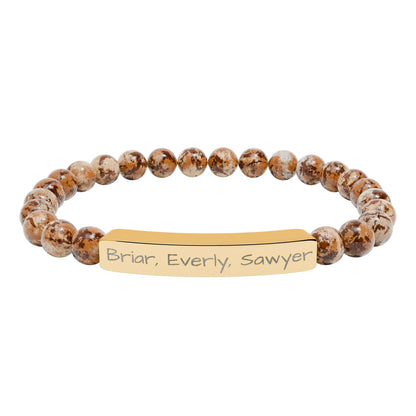 Personalized Kids Name Bracelet for Mom | Custom Beaded Bracelet | Engraved Name Bar | Mothers Day Gift