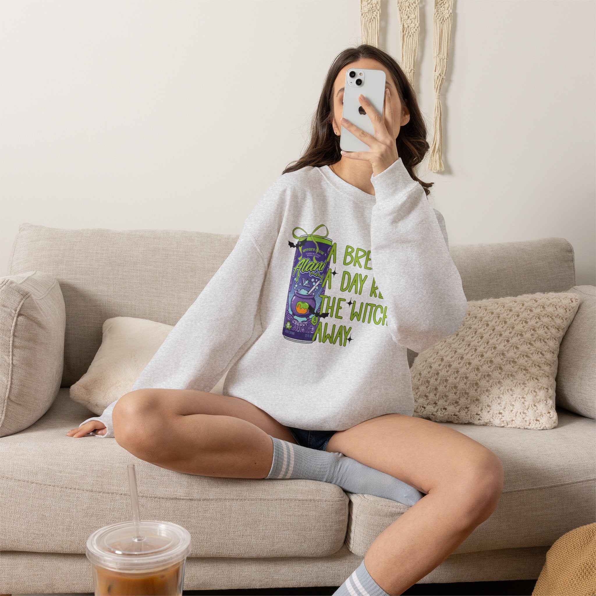 "A Brew A Day Keeps the Witch Away" Halloween Crewneck