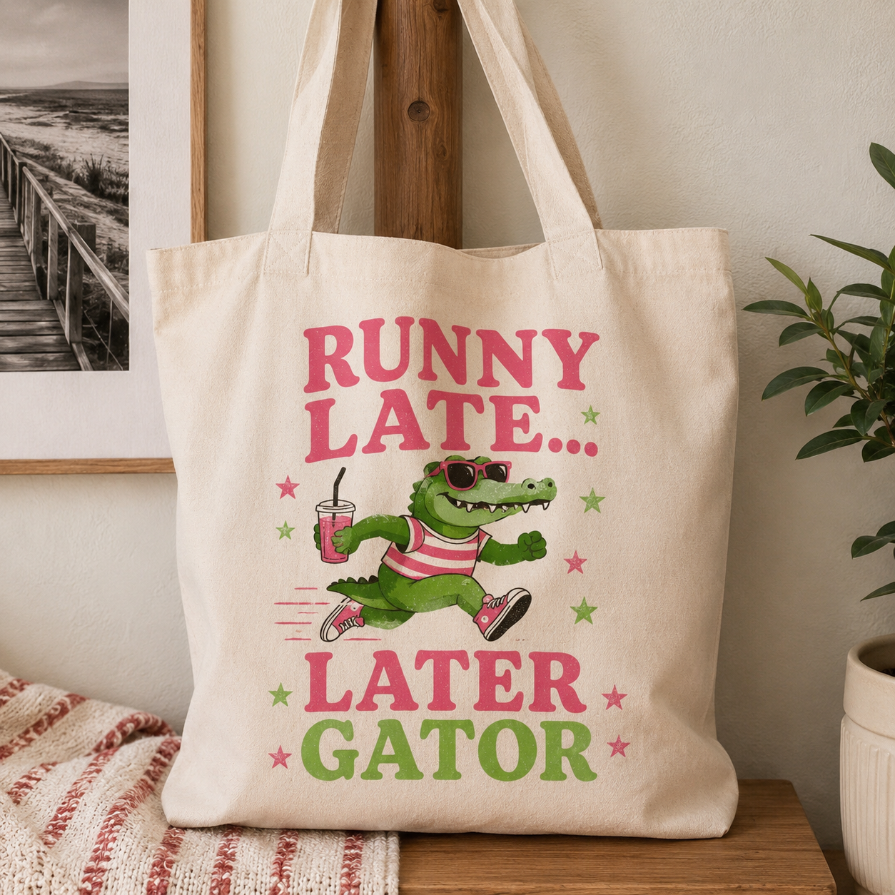 Running Late... Later Gator Tote Bag