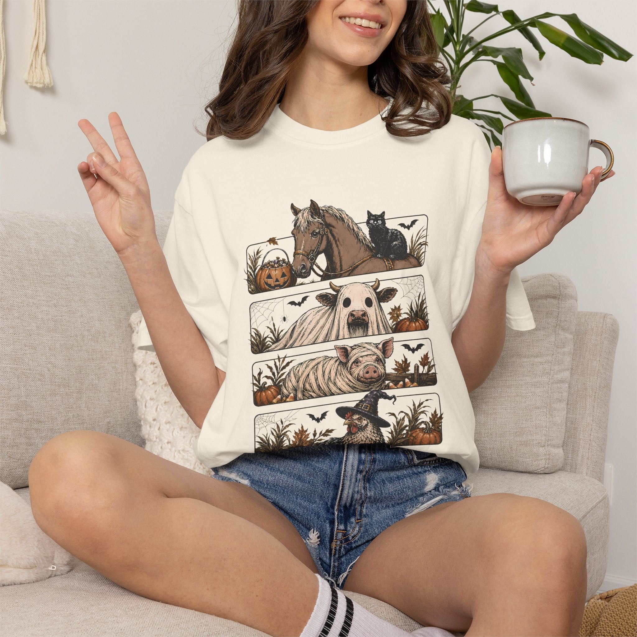 Halloween Farm Animals Adult Tee