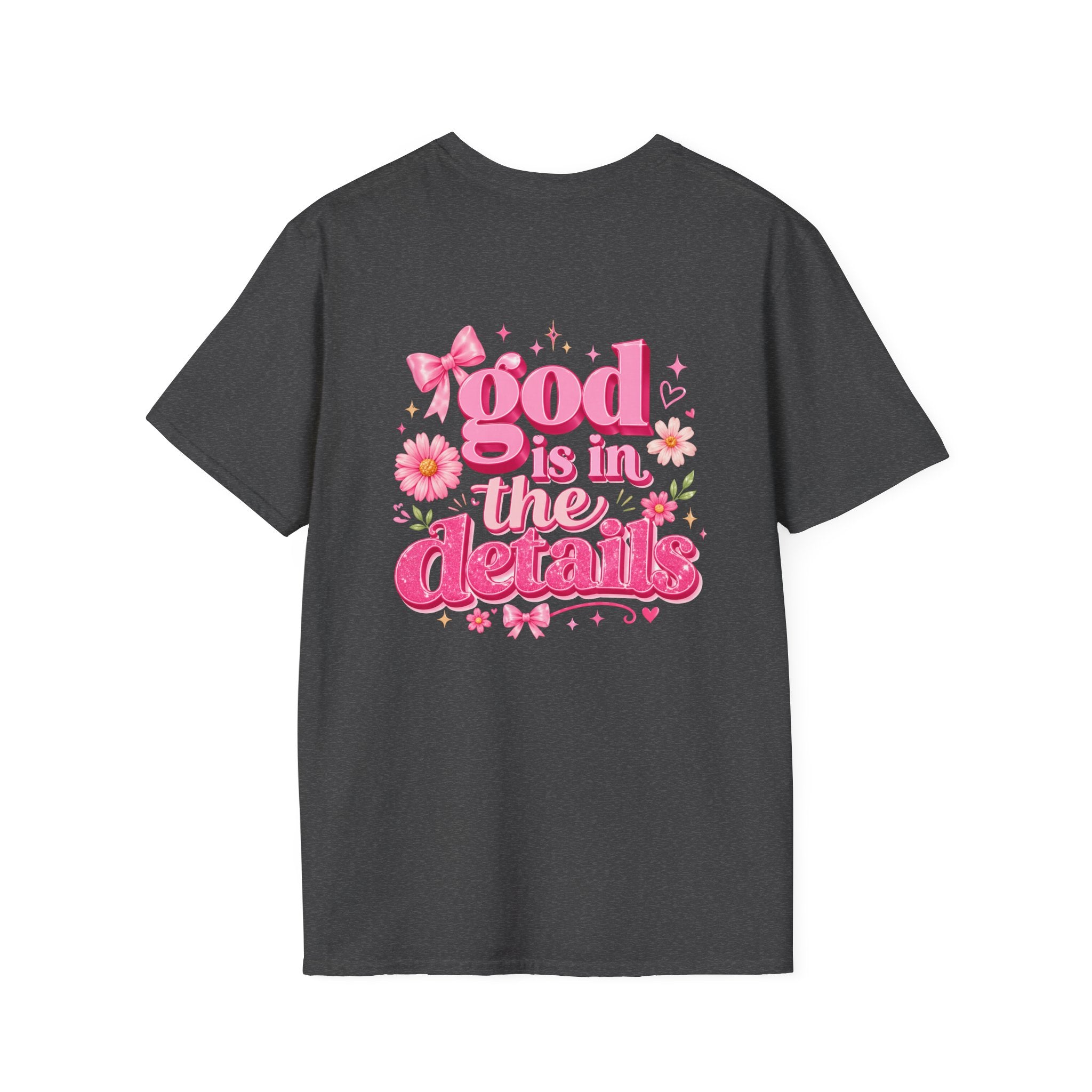 God Is In The Details Tee | Coquette Christian Shirt | Girly Faith Graphic Tee | Pink Bow Cross Shirt | Trendy Boutique Top