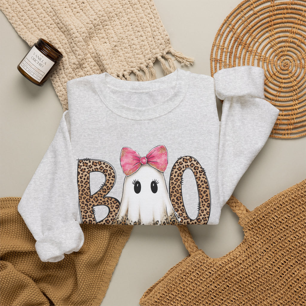 Leopard "Boo" Ghost Crewneck