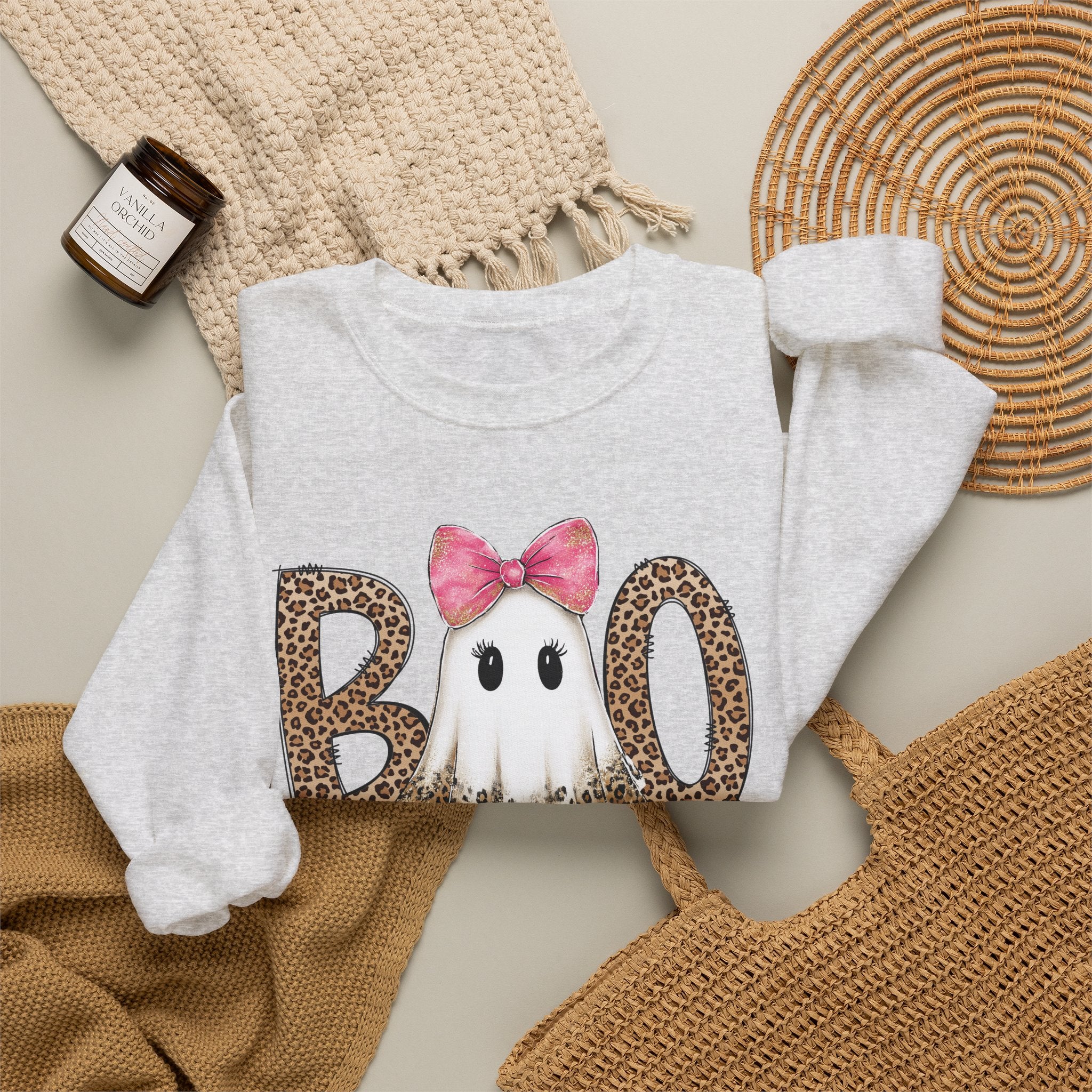 Leopard "Boo" Ghost Crewneck