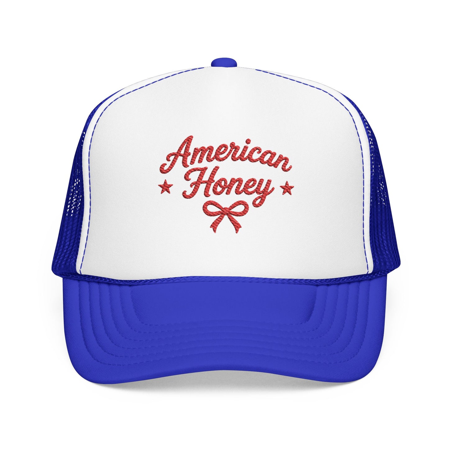 American Honey Embroidered Trucker Hat | Cute Patriotic Boutique Hat