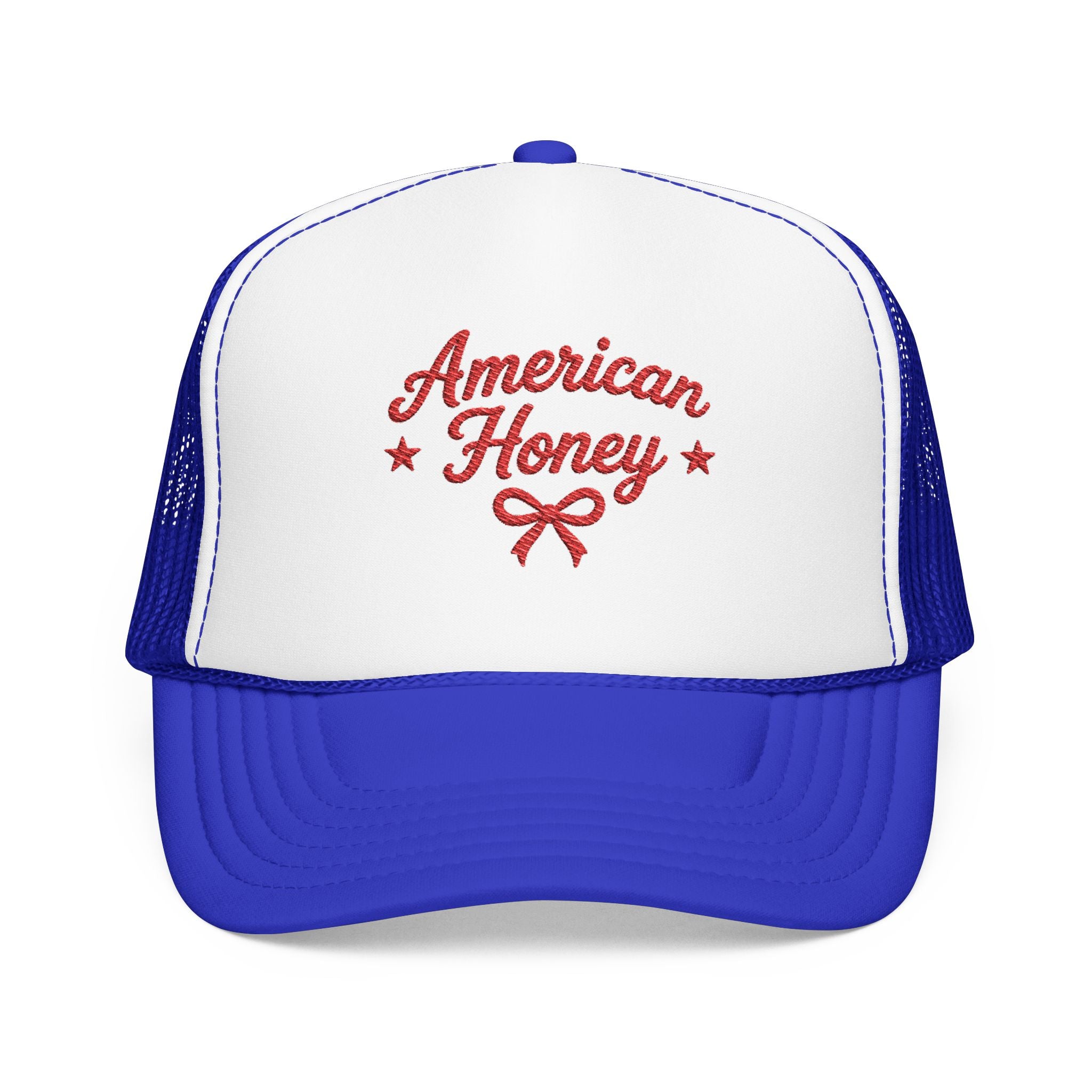 American Honey Embroidered Trucker Hat | Cute Patriotic Boutique Hat
