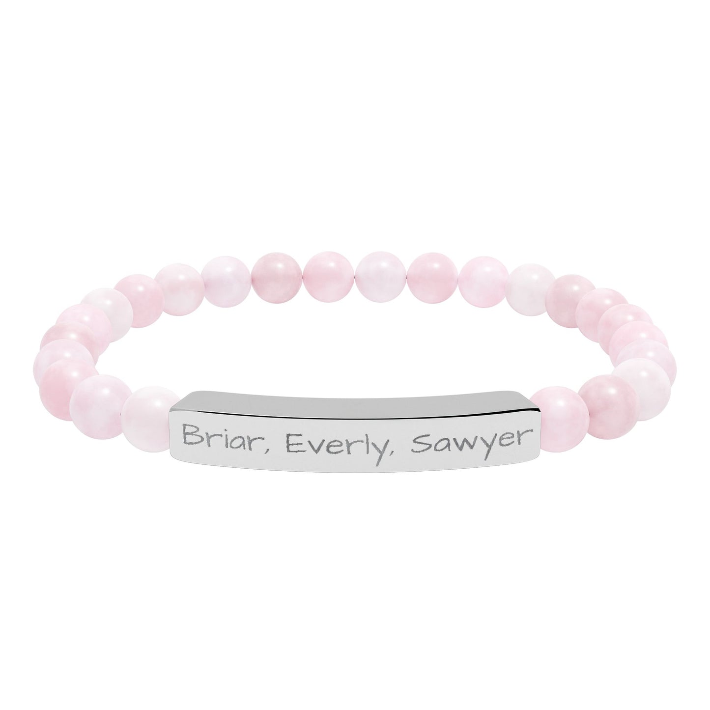 Personalized Kids Name Bracelet for Mom | Custom Beaded Bracelet | Engraved Name Bar | Mothers Day Gift