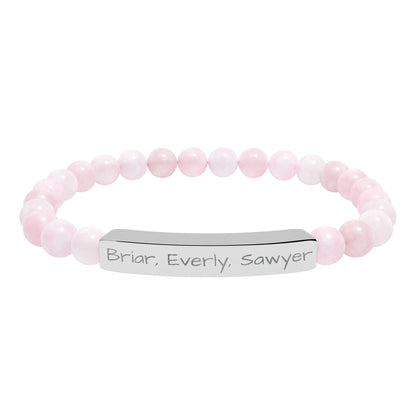 Personalized Kids Name Bracelet for Mom | Custom Beaded Bracelet | Engraved Name Bar | Mothers Day Gift