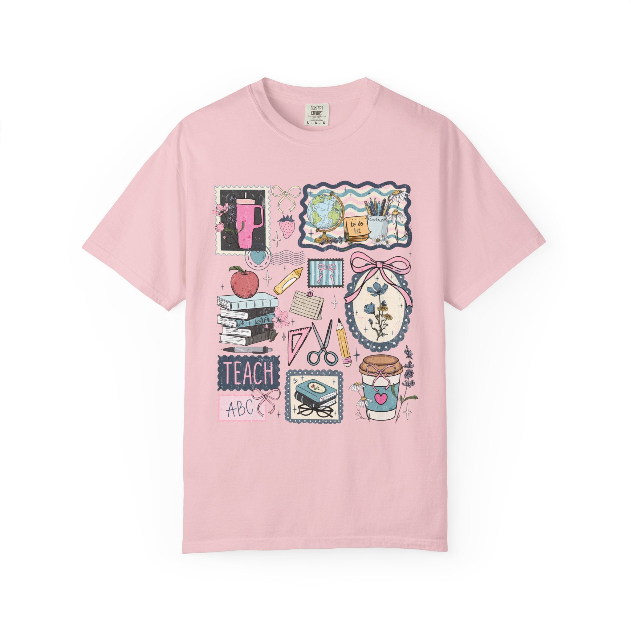 Teacher Graphic T-Shirt — Cute Classroom Icons: Teach, ABC, Apple, Books