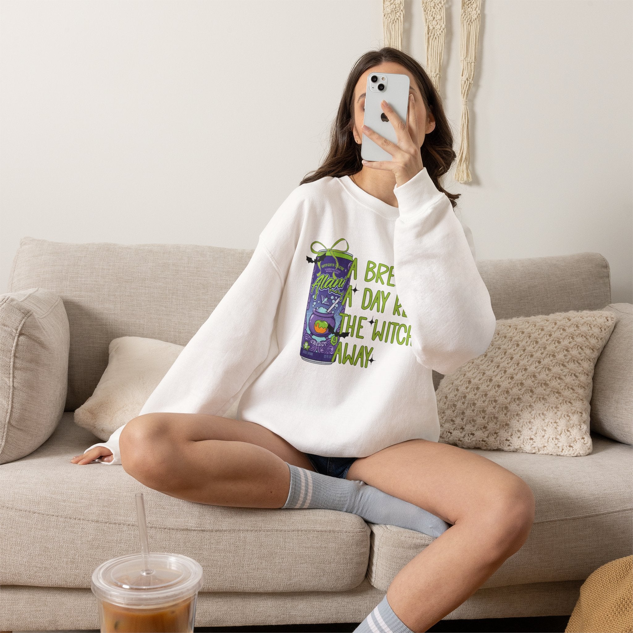 "A Brew A Day Keeps the Witch Away" Halloween Crewneck