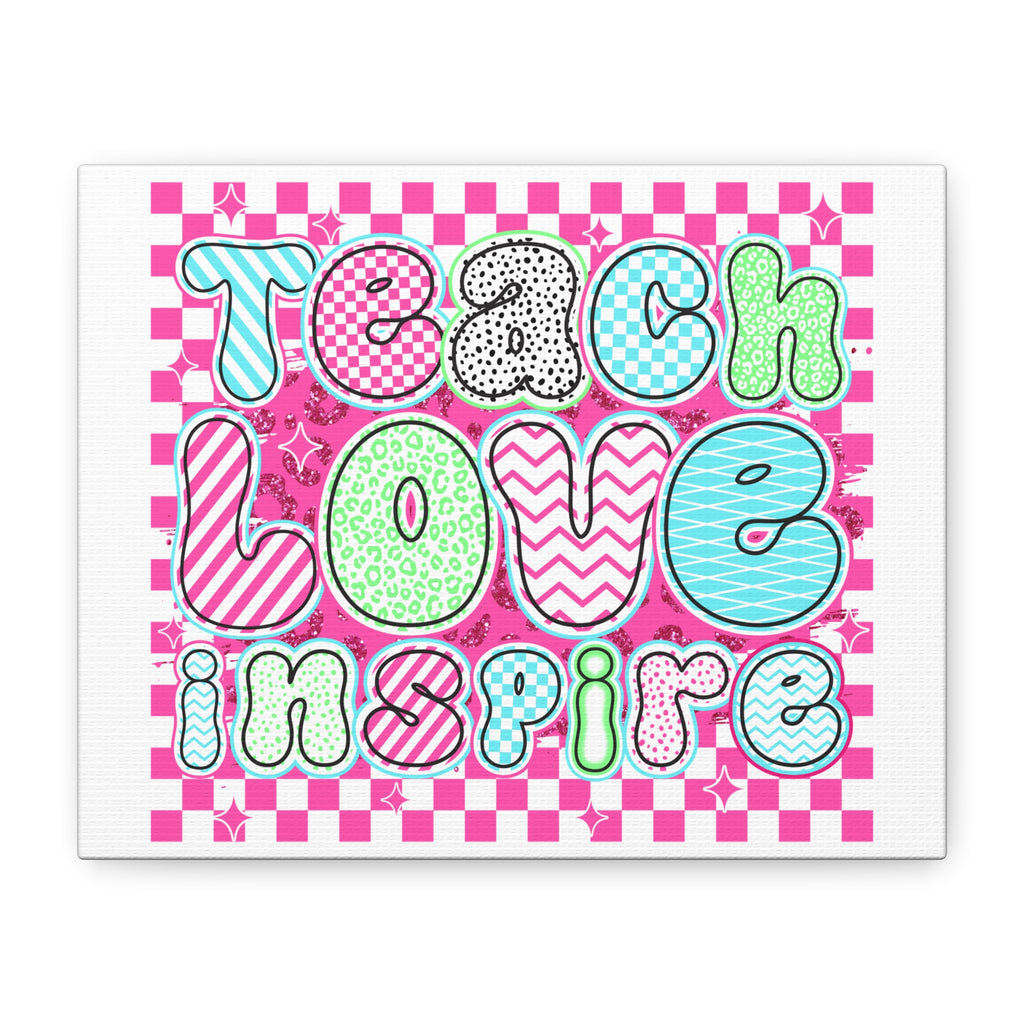 Teach Love Inspire Canvas Wall Art — Colorful Classroom Teacher Decor