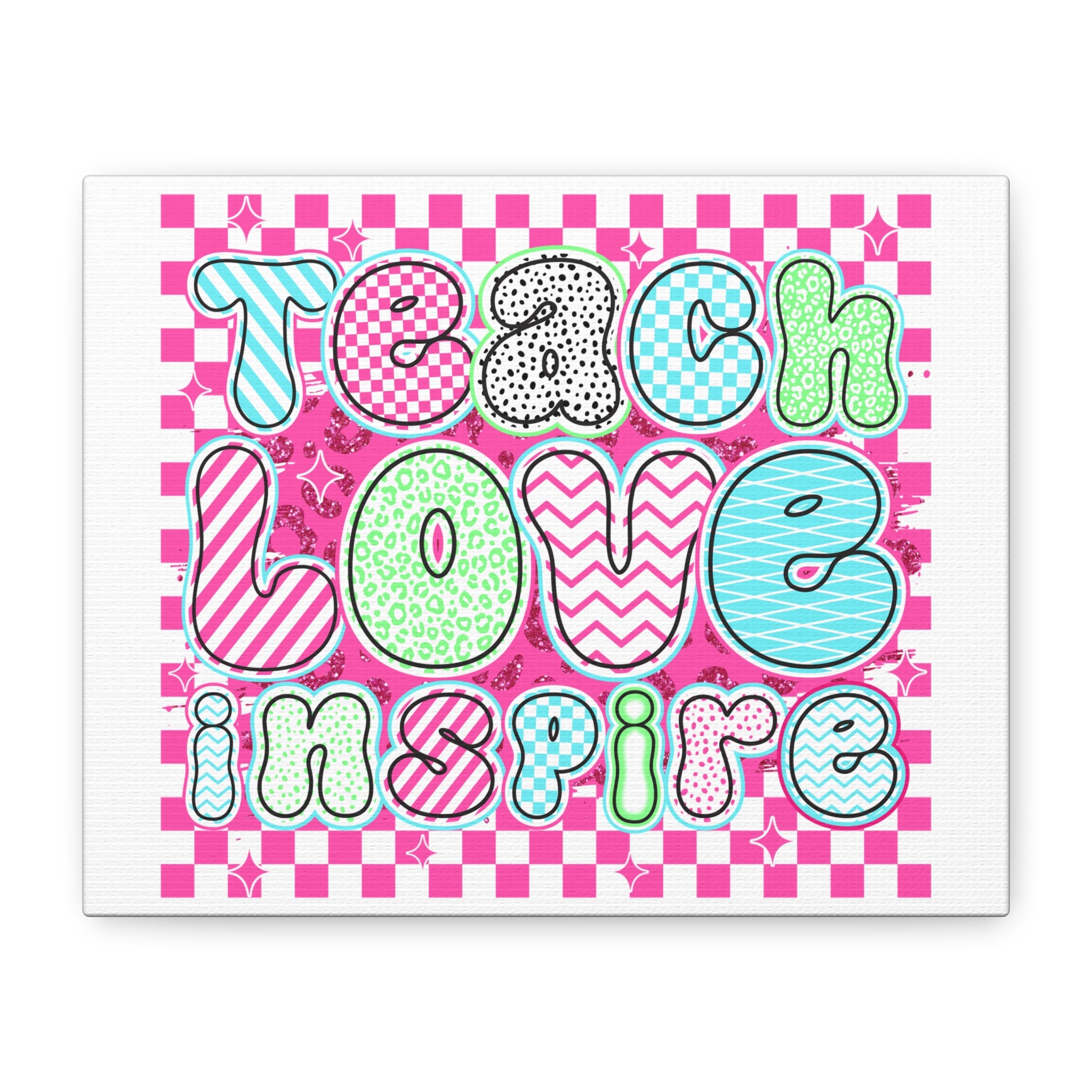 Teach Love Inspire Canvas Wall Art — Colorful Classroom Teacher Decor