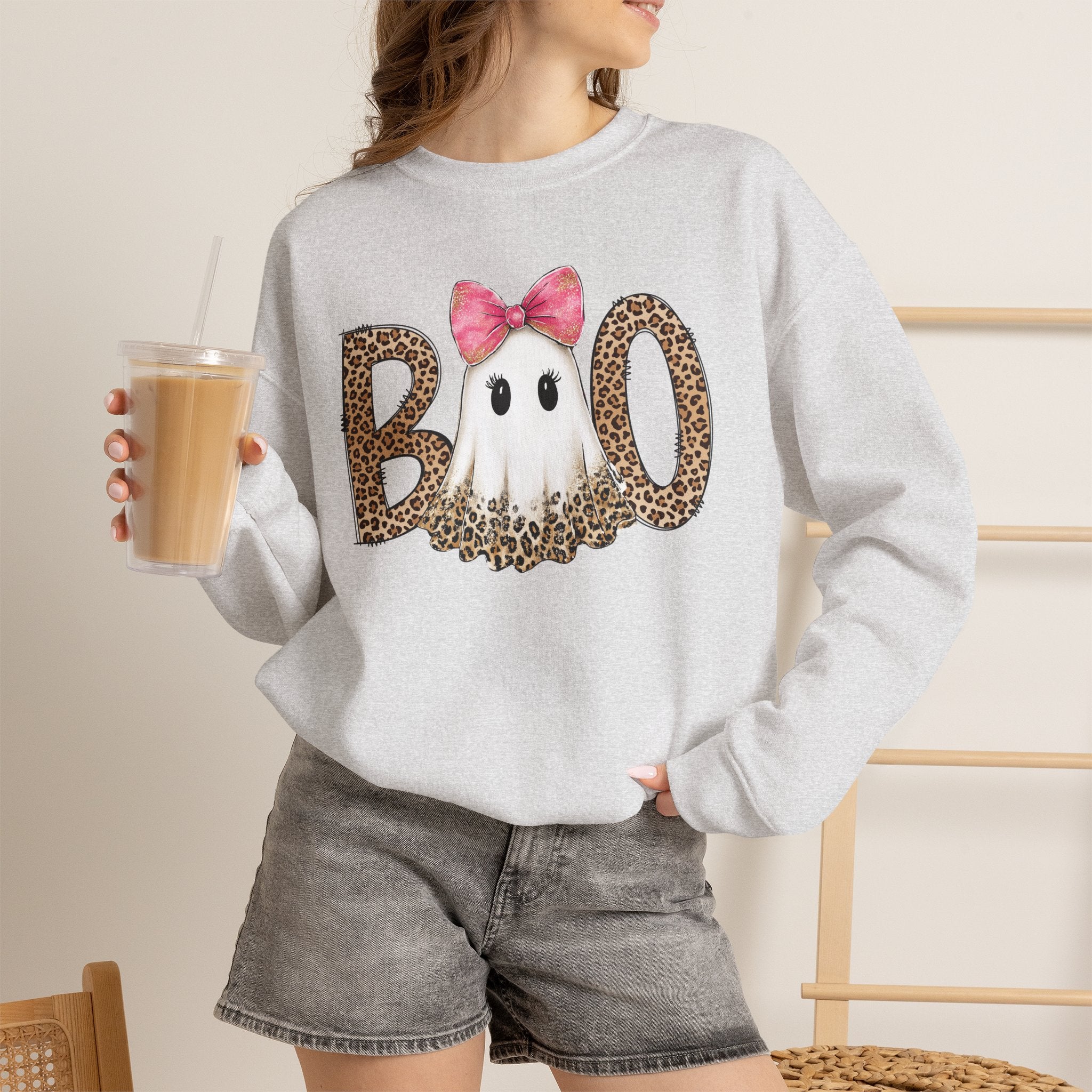 Leopard "Boo" Ghost Crewneck