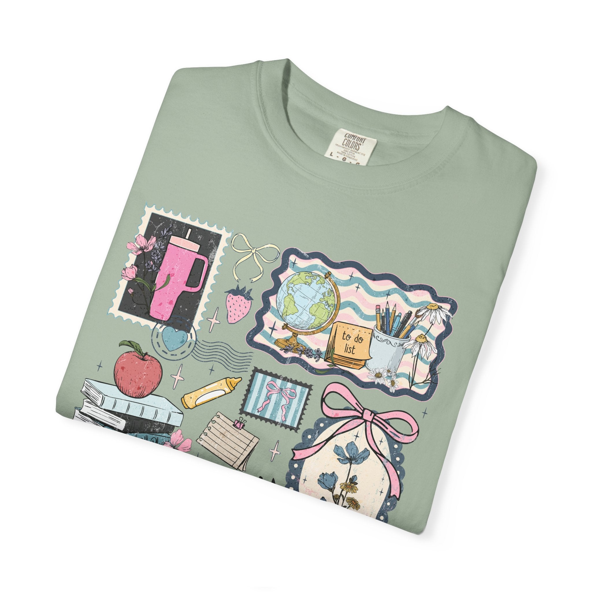 Teacher Graphic T-Shirt — Cute Classroom Icons: Teach, ABC, Apple, Books
